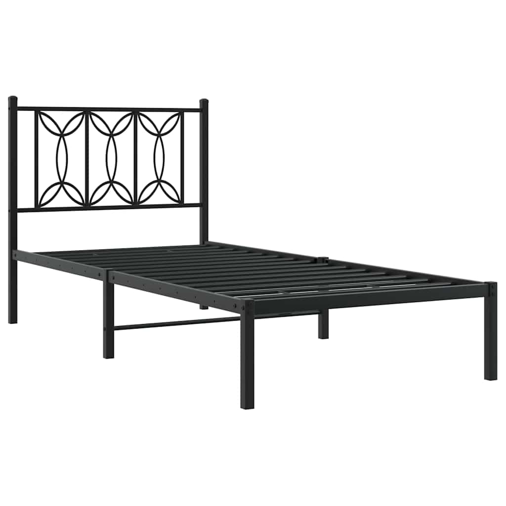 Vidaxl bedframe met hoofdbord metaal zwart 90x190 cm