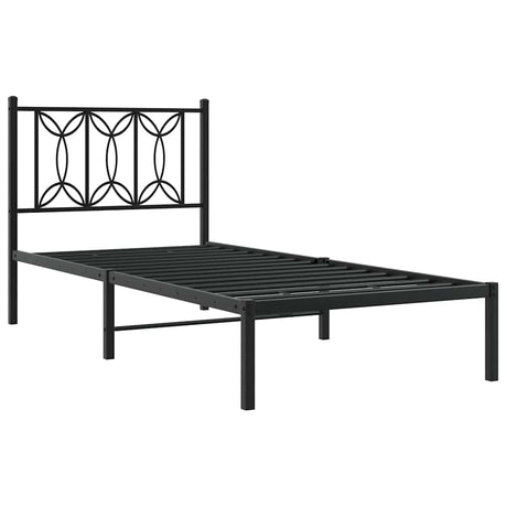 Vidaxl bedframe met hoofdbord metaal zwart 90x190 cm