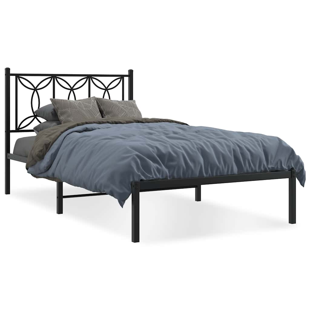 Vidaxl bedframe met hoofdbord metaal zwart 100x200 cm