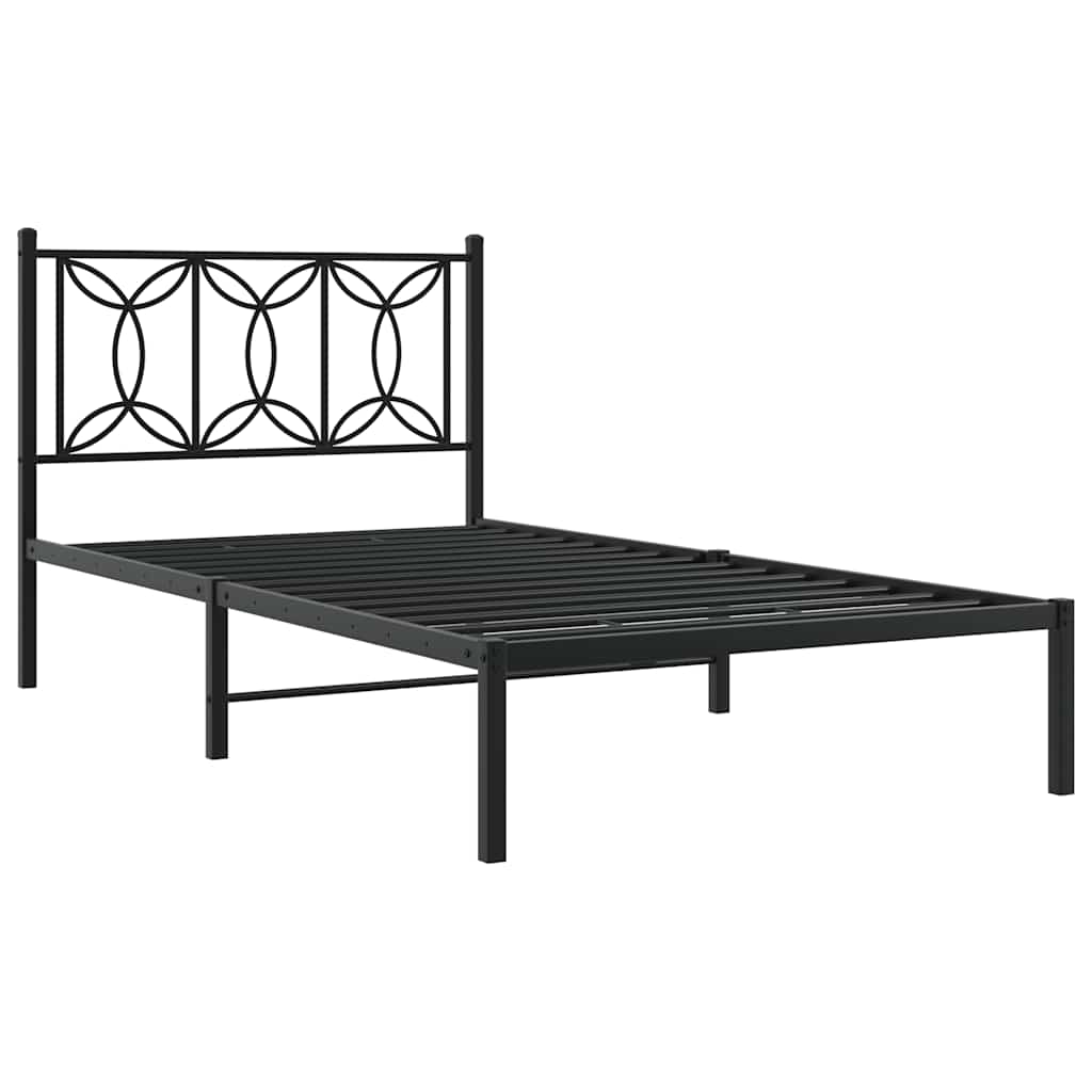 Vidaxl bedframe met hoofdbord metaal zwart 100x200 cm
