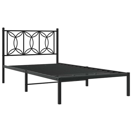 Vidaxl bedframe met hoofdbord metaal zwart 100x200 cm
