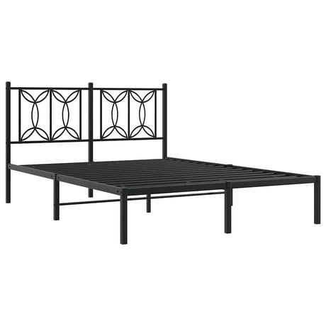 Vidaxl bedframe met hoofdbord metaal zwart 135x190 cm