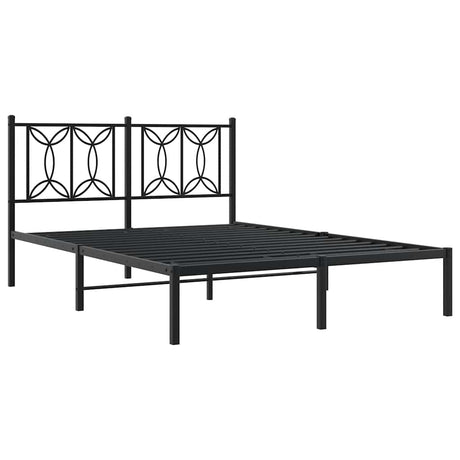 Vidaxl bedframe met hoofdbord metaal zwart 140x190 cm