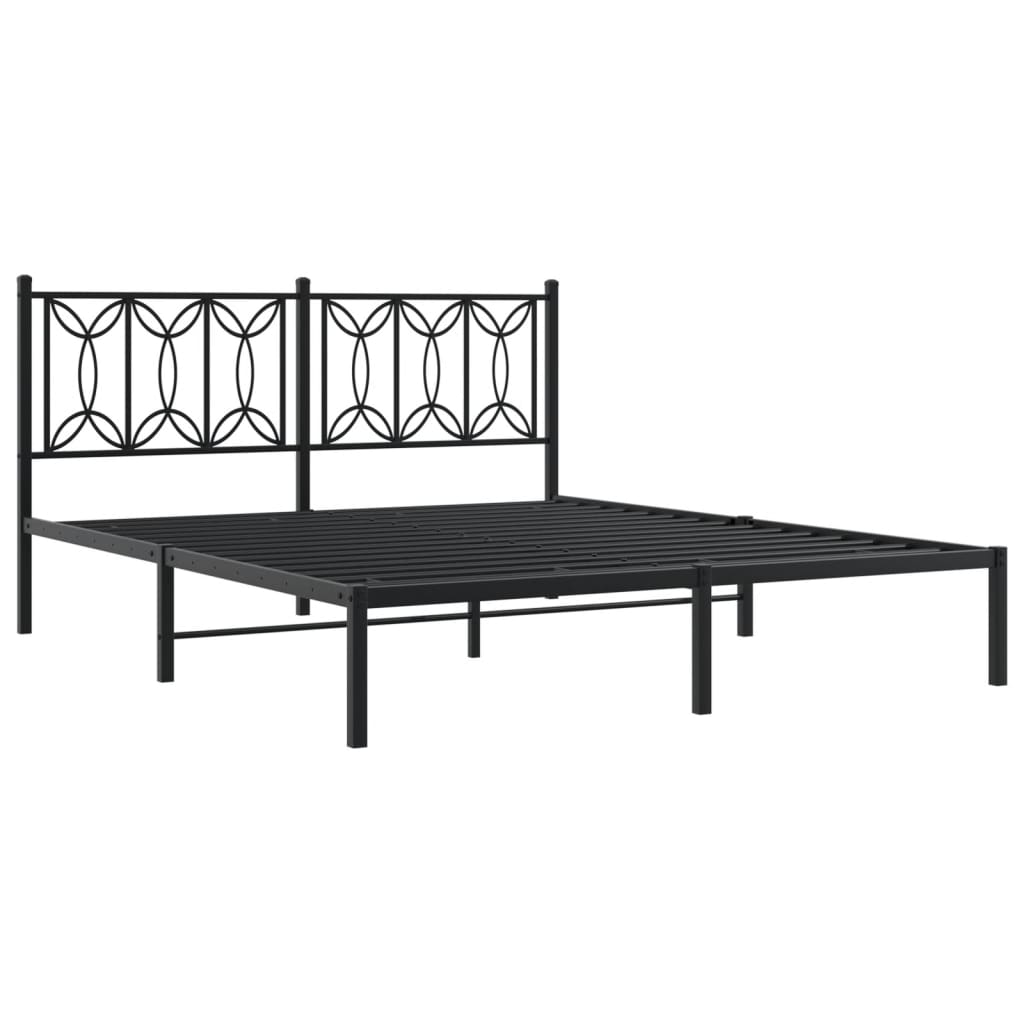Vidaxl bedframe met hoofdbord metaal zwart 150x200 cm