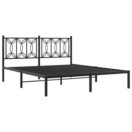 Vidaxl bedframe met hoofdbord metaal zwart 150x200 cm