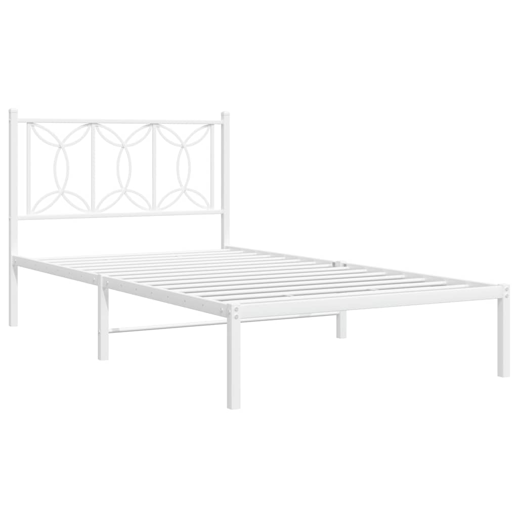 Vidaxl bedframe met hoofdbord metaal wit 100x200 cm