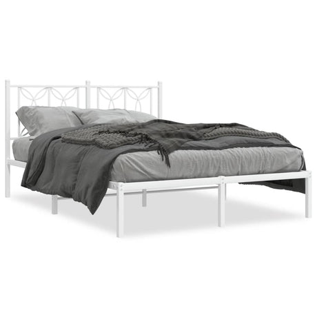 Vidaxl bedframe met hoofdbord metaal wit 135x190 cm