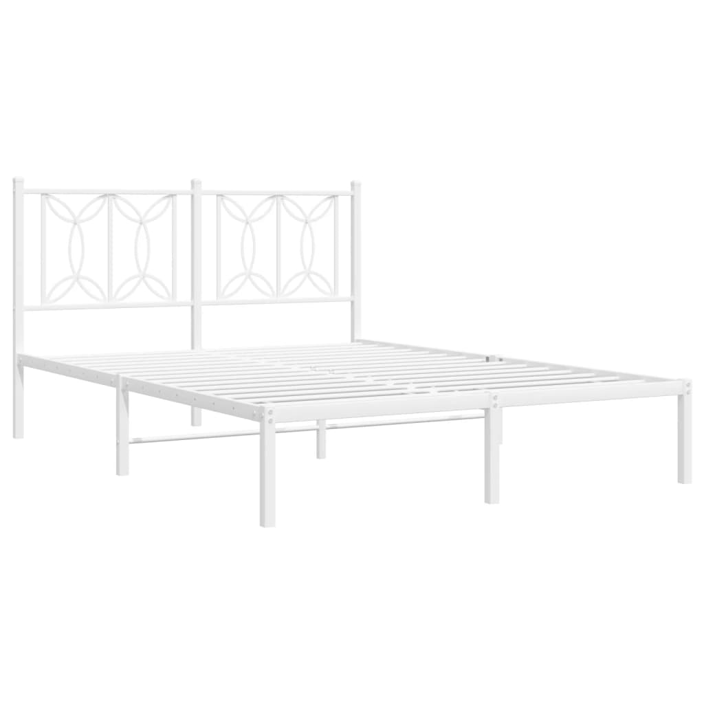 Vidaxl bedframe met hoofdbord metaal wit 135x190 cm