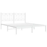 Vidaxl bedframe met hoofdbord metaal wit 150x200 cm