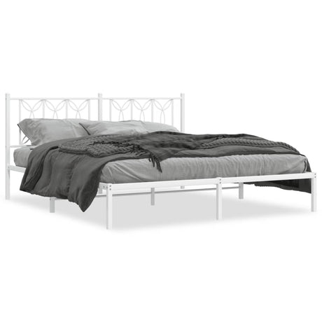 Vidaxl bedframe met hoofdbord metaal wit 180x200 cm