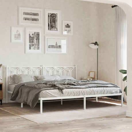 Vidaxl bedframe met hoofdbord metaal wit 193x203 cm