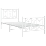 Vidaxl bedframe met hoofd- en voeteneinde metaal wit 75x190 cm