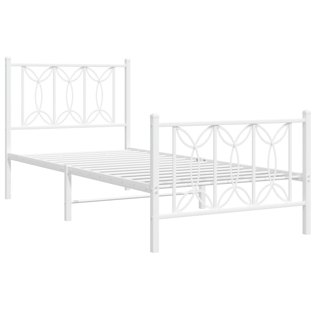 Vidaxl bedframe met hoofd- en voeteneinde metaal wit 80x200 cm