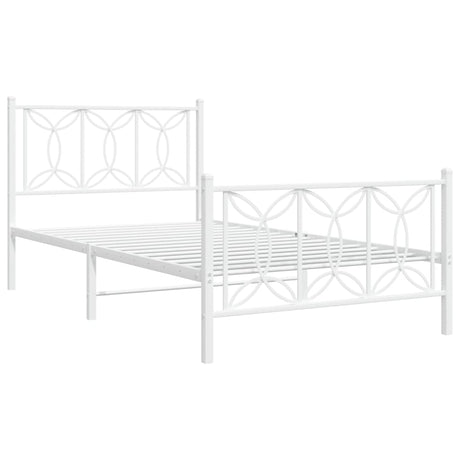 Vidaxl bedframe met hoofd- en voeteneinde metaal wit 100x200 cm