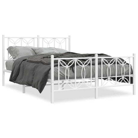 Vidaxl bedframe met hoofd- en voeteneinde metaal wit 135x190 cm