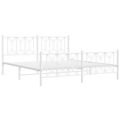 Vidaxl bedframe met hoofd- en voeteneinde metaal wit 183x213 cm