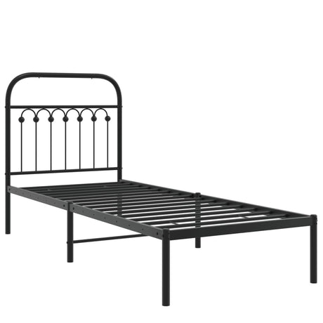 Vidaxl bedframe met hoofdbord metaal zwart 75x190 cm