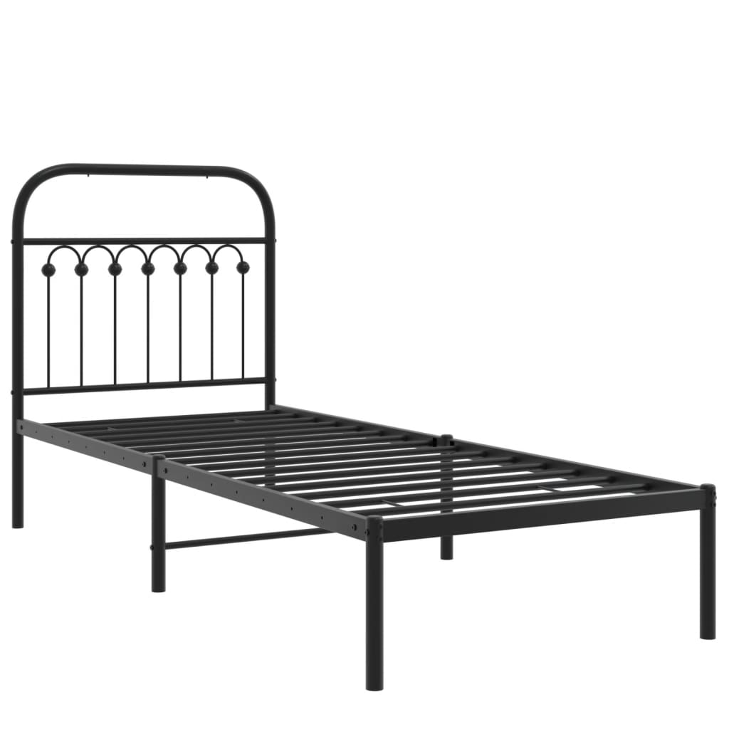 Vidaxl bedframe met hoofdbord metaal zwart 80x200 cm