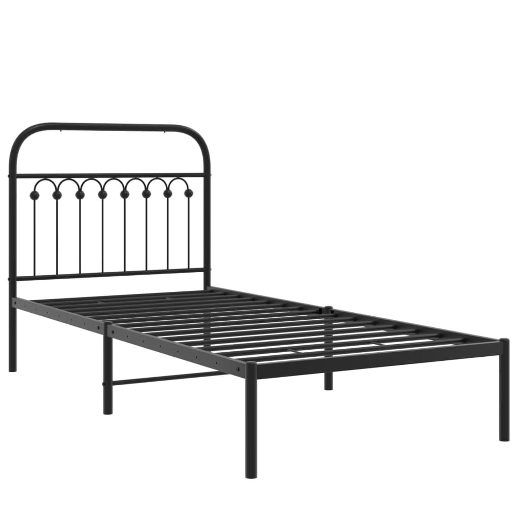 Vidaxl bedframe met hoofdbord metaal zwart 90x200 cm