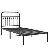 Vidaxl bedframe met hoofdbord metaal zwart 90x200 cm