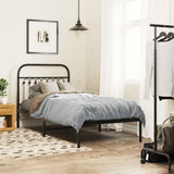 Vidaxl bedframe met hoofdbord metaal zwart 90x200 cm
