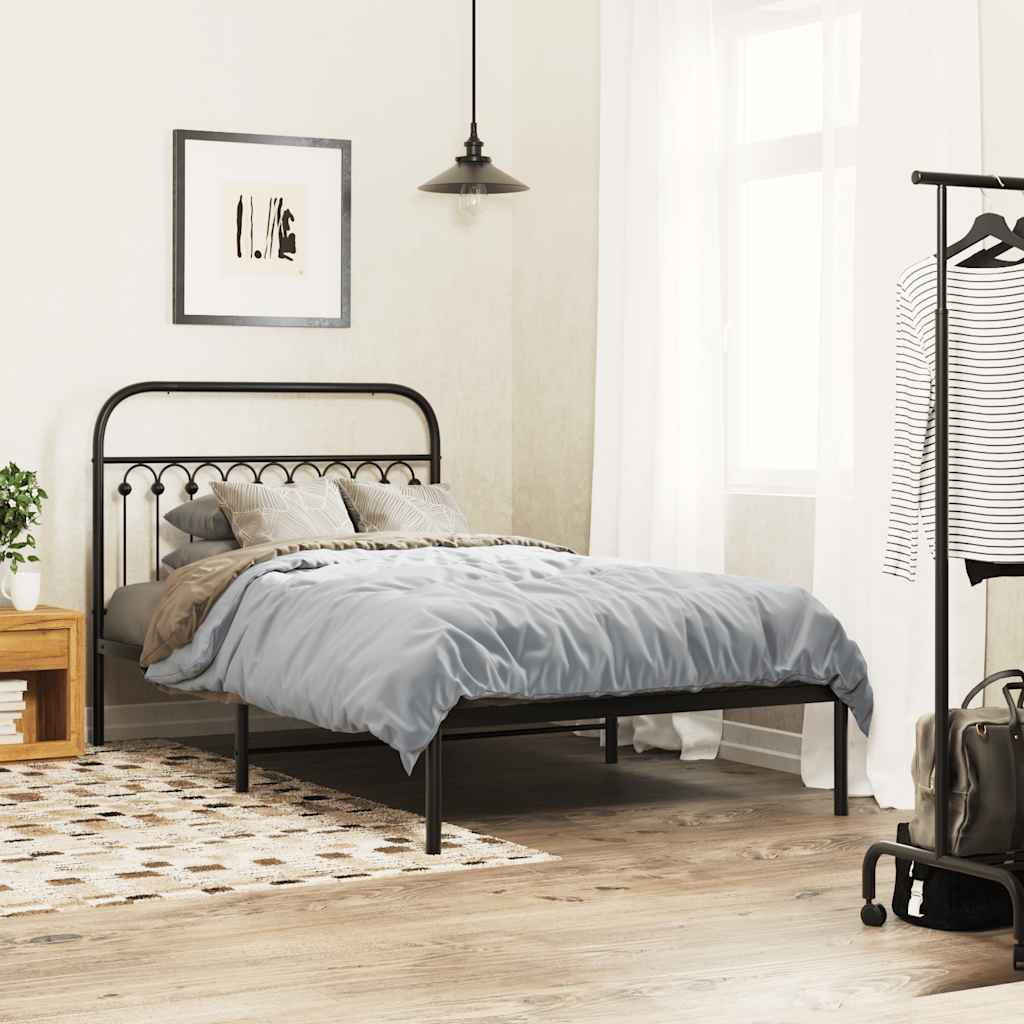 Vidaxl bedframe met hoofdbord metaal zwart 107x203 cm