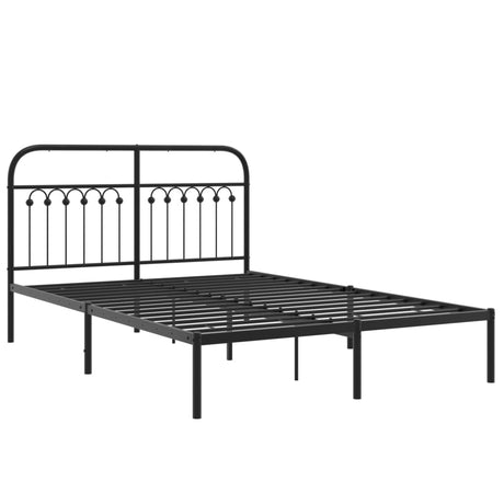Vidaxl bedframe met hoofdbord metaal zwart 135x190 cm