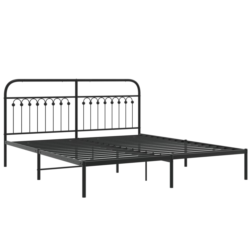 Vidaxl bedframe met hoofdbord metaal zwart 183x213 cm