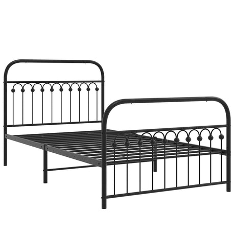 Vidaxl bedframe met hoofd- en voeteneinde metaal zwart 107x203 cm