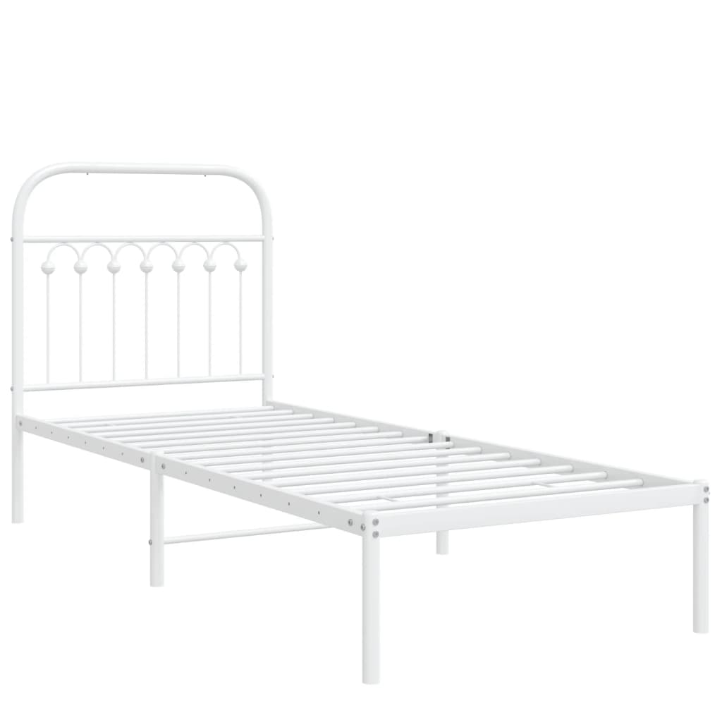 Vidaxl bedframe met hoofdbord metaal wit 80x200 cm