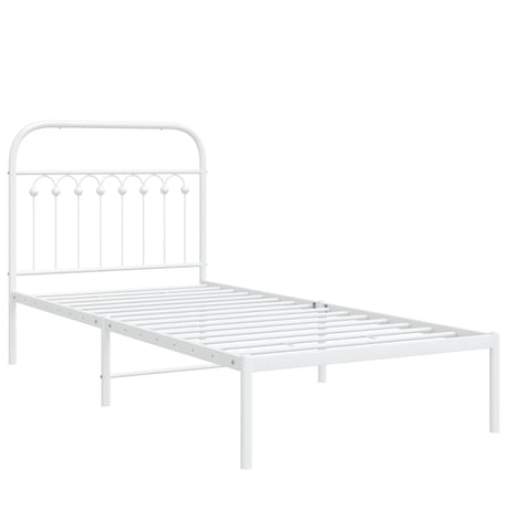 Vidaxl bedframe met hoofdbord metaal wit 90x190 cm