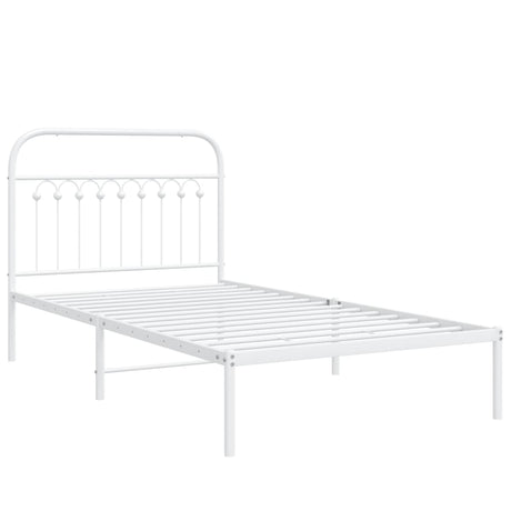 Vidaxl bedframe met hoofdbord metaal wit 100x190 cm