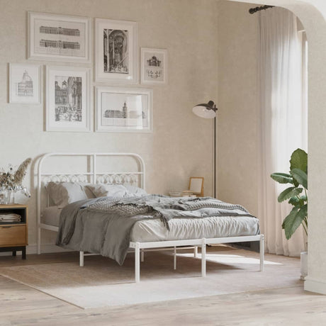 Vidaxl bedframe met hoofdbord metaal wit 120x200 cm