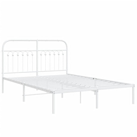 Vidaxl bedframe met hoofdbord metaal wit 140x190 cm