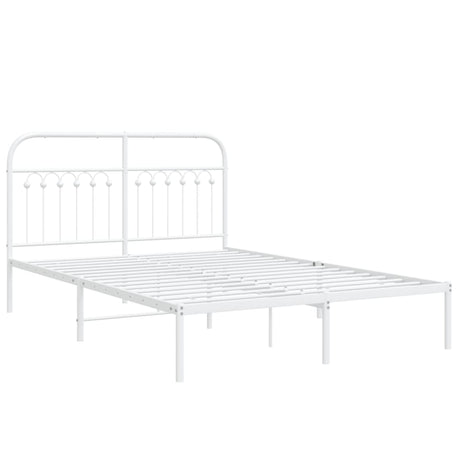 Vidaxl bedframe met hoofdbord metaal wit 140x200 cm