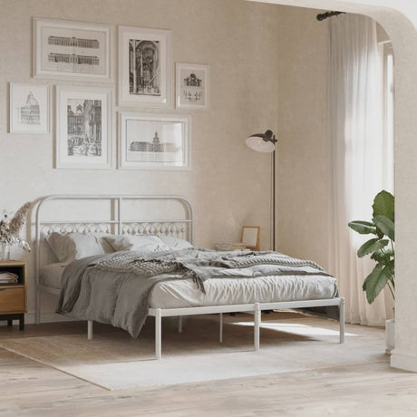 Vidaxl bedframe met hoofdbord metaal wit 140x200 cm