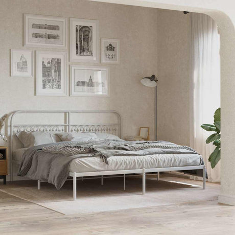 Vidaxl bedframe met hoofdbord metaal wit 183x203 cm