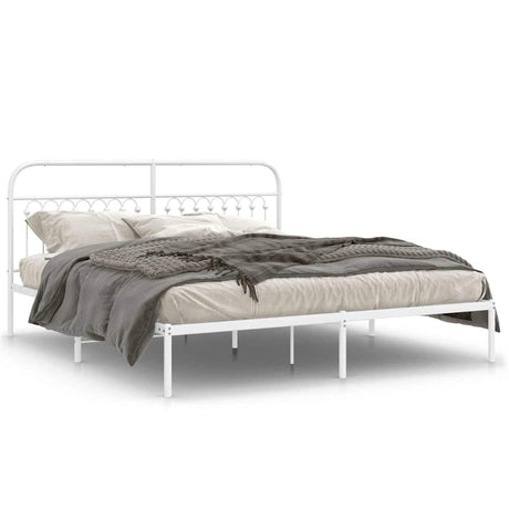 Vidaxl bedframe met hoofdbord metaal wit 183x213 cm