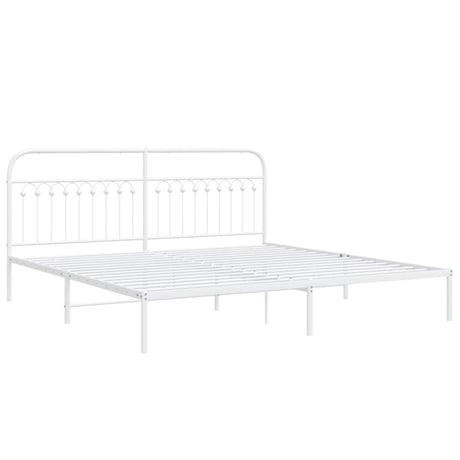 Vidaxl bedframe met hoofdbord metaal wit 193x203 cm