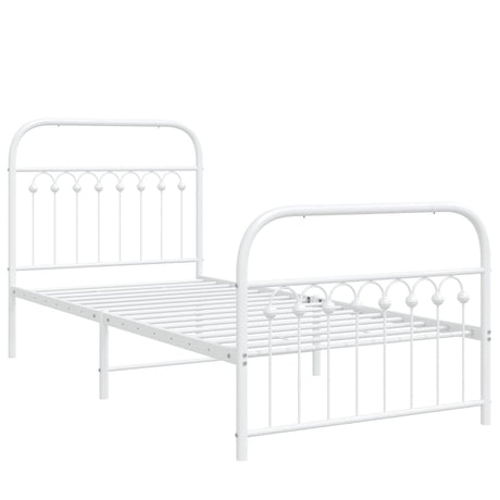 Vidaxl bedframe met hoofd- en voeteneinde metaal wit 90x200 cm