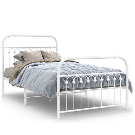 Vidaxl bedframe met hoofd- en voeteneinde metaal wit 100x190 cm