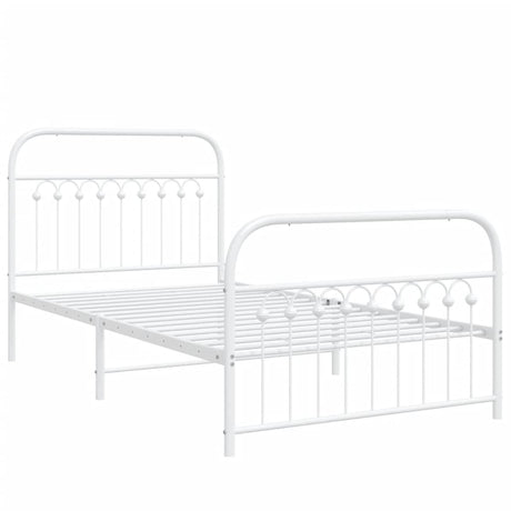 Vidaxl bedframe met hoofd- en voeteneinde metaal wit 100x190 cm
