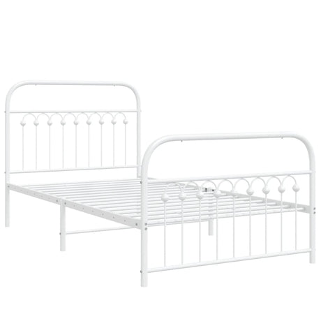 Vidaxl bedframe met hoofd- en voeteneinde metaal wit 100x200 cm