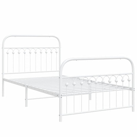 Vidaxl bedframe met hoofd- en voeteneinde metaal wit 107x203 cm
