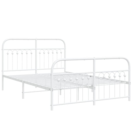 Vidaxl bedframe met hoofd- en voeteneinde metaal wit 140x200 cm