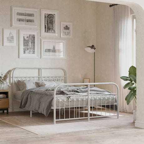 Vidaxl bedframe met hoofd- en voeteneinde metaal wit 140x200 cm