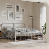 Vidaxl bedframe met hoofd- en voeteneinde metaal wit 183x203 cm