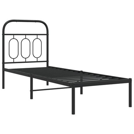 Vidaxl bedframe met hoofdbord metaal zwart 75x190 cm