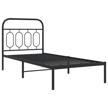 Vidaxl bedframe met hoofdbord metaal zwart 90x190 cm