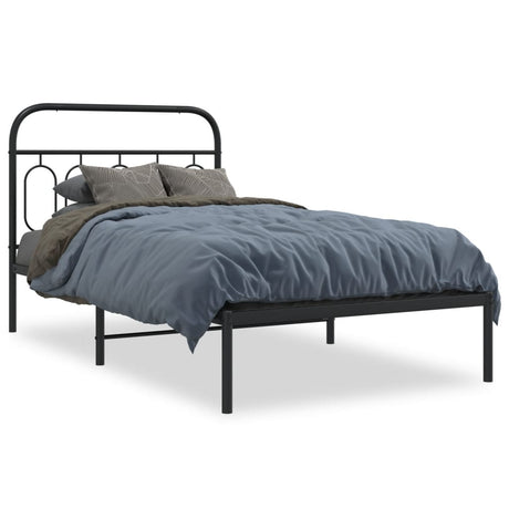 Vidaxl bedframe met hoofdbord metaal zwart 100x190 cm